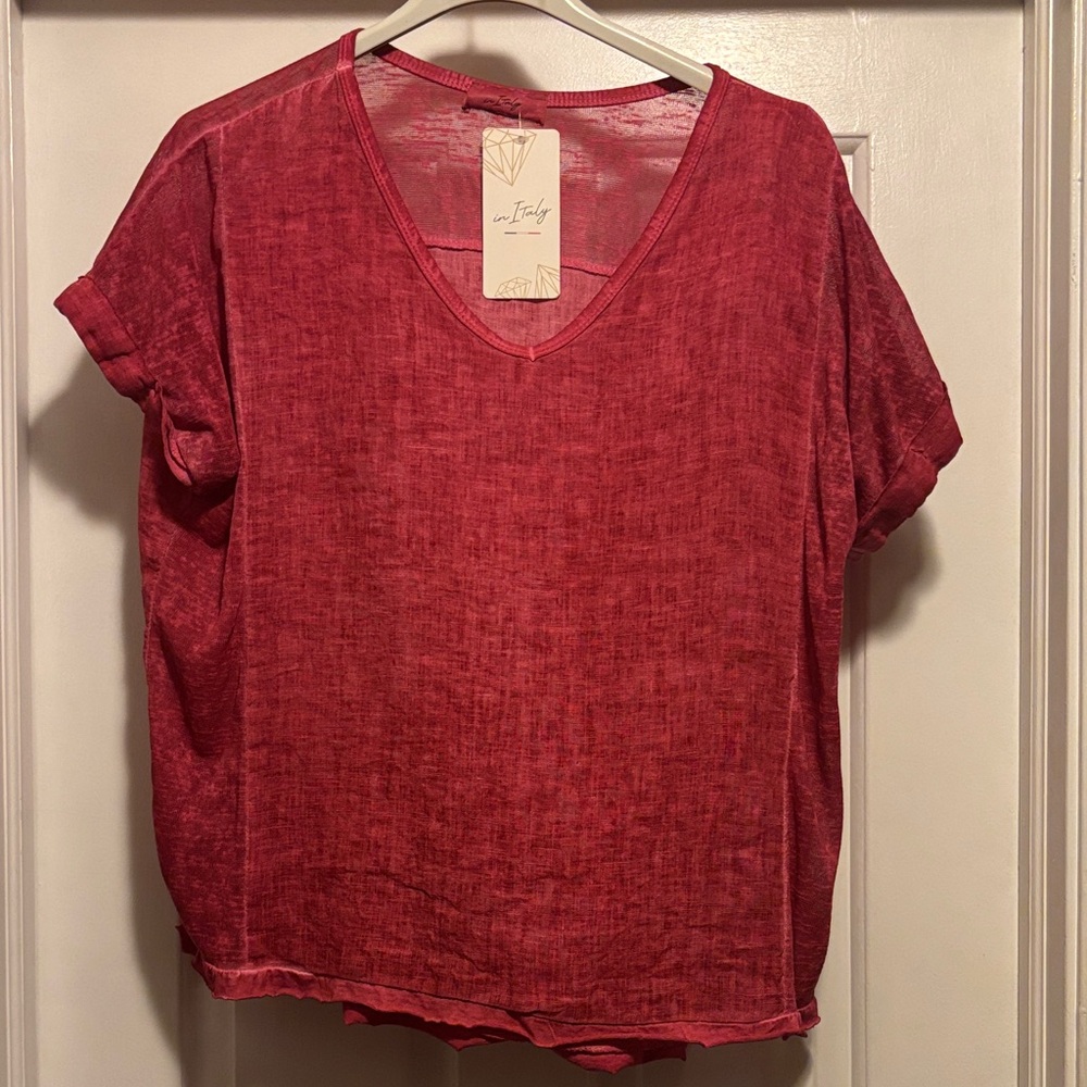 Women's Red V-Neck Top